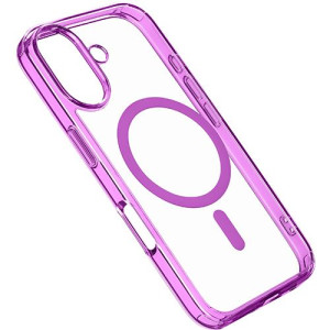 Capa Cellular Line Iconic Mag para iPhone 16 Plus - Transparente / Rosa