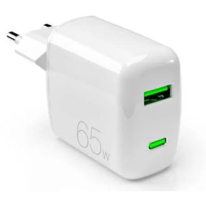Puro Carregador  GaN USB + USB-C MiniPro 65W - Branco
