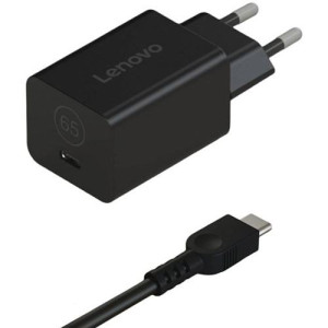 Lenovo Carregador USB-C GaN  65W + Cabo USB-C - Preto