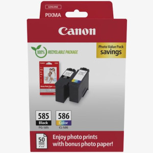 Canon Pack Tinteiros  PG-585XL - Preto + Cores + Papel Fotográfico Brilhante
