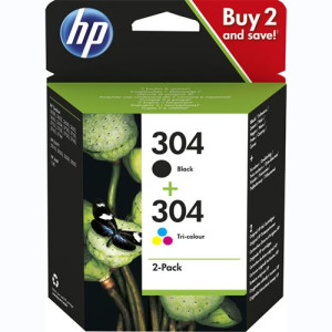HP Pack Tinteiros  304 - Preto + Tricolor - 3JB05AE -  Elegível para o  Instant Ink