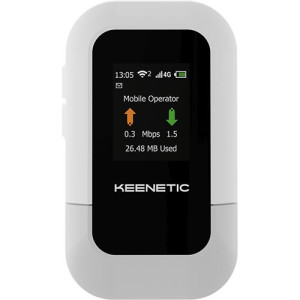 Keenetic Router  Roamer 4G (KN-5110) 4G Hotspot com Wi-Fi 6  Branco  Cinzento