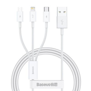 Baseus Cabo USB 3 em 1  1m - Branco
