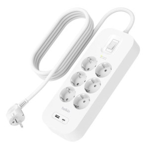 Belkin Tomada  6 Tomadas + USB-C + USB-A - Branco