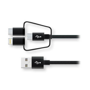 Wefix Cabo USB  3-em-1 1M - Preto