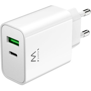 Ewent Carregador USB + USB-C  EW1325 - Branco