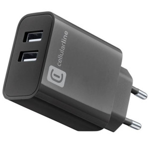 Cellular line Carregador Cellularline - Casa Multi 2x USB-A 24W - Preto