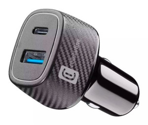 Carregador de Isqueiro Cellular Line USB+ USB-C 30W - Preto