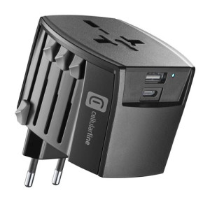 Cellular line Adaptador de Viagem Cellularline World Travel Charger 20W 1x USB-A 1x USB-C