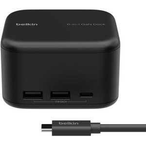 Belkin Base de Carregamento  Connect 6 em 1 USB+USB-C +HDMI +RJ45  - Preto