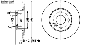 Ate Bremsensatz, Scheibenbremse Bremsensatz Ijf1417vv6 Hinterachse Voll 240mm 11mm Für Ford Fiat