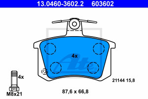 Ate Bremsensatz, Scheibenbremse Bremsensatz-Hinterachse Ijf141g2f0 Hinterachse Voll 245mm 10mm Für Vag