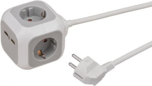 Hama Brennenstuhl 1150100 extensão elétrica 1,4 m 4 tomada(s) CA Interior Cinzento, Branco