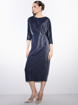 Mohito - Abito midi brillante - blu scuro - XS