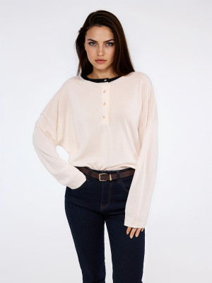 Mohito - Pullover mit Knöpfen - Creme - L
