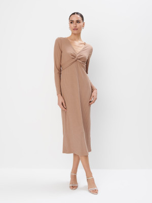 Mohito - Abito midi in maglia - beige - XXS
