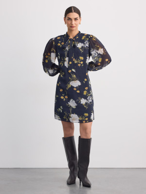 Mohito - Vestido mini de flores con nudo - steel blue - 32