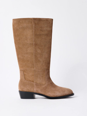 Mohito - Kniehohe Stiefel aus Leder - Beige - 36
