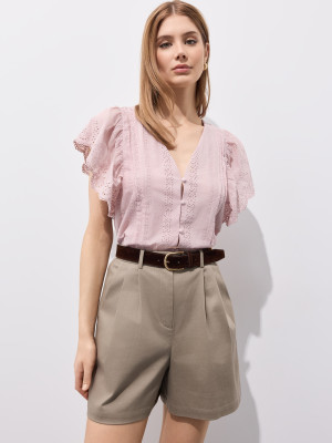 Mohito - Blusa a balze - beige - S