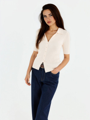 Mohito - Sweter polo - kremowy -