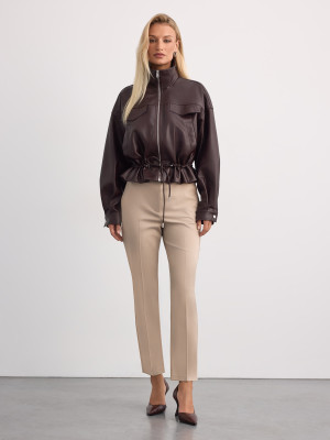 Mohito - Pantaloni țigaretă cu curea - Beige - 32