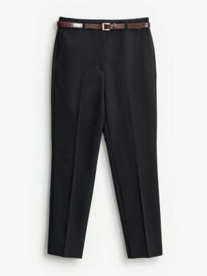 Mohito - Pantaloni țigaretă cu curea - Negru - 42