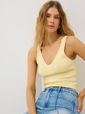 Mohito - Top aderente - giallo chiaro - XXL