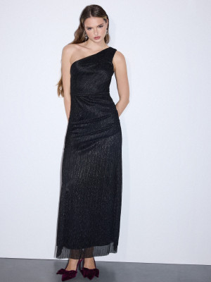 Mohito - One-Shoulder Maxikleid - Schwarz - M