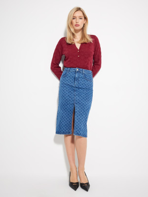 Mohito - Midi-Rock aus Denim - Navy - 32