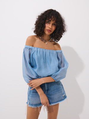 Mohito - Blusa a spalle scoperte - blu pallido - 32