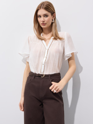 Mohito - Blusa in misto lyocell - bianco - 38
