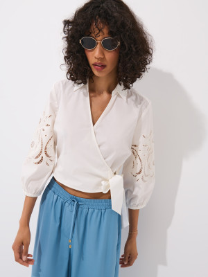 Mohito - Bluse Aus Baumwolle - Creme - 40