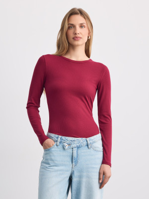Mohito - Blusa de manga larga de punto acanalado - maroon - L