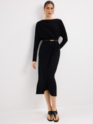 Mohito - Midikleid mit Gürtel - Schwarz - S