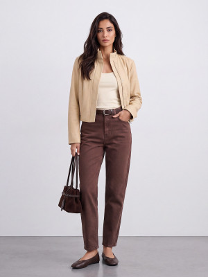 Mohito - Mom-Jeans im Slim-Fit - Dunkelbraun - 38