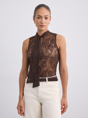 Mohito - Bluse mit Bindedetail - Dunkelbraun - 40