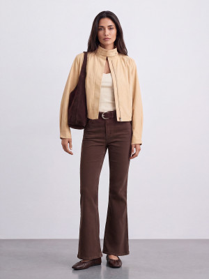 Mohito - Jeansy flare petite - ciemnobrązowy -