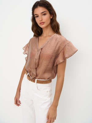 Mohito - Bluse aus Lyocell-Mix - Kaffeebraun - 40
