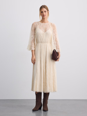 Mohito - Spitzenkleid Midi - Creme - XXS/XS