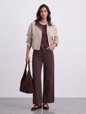Mohito - Jeansy wide leg petite - ciemnobrązowy -