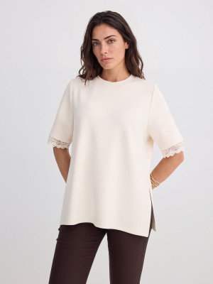 Mohito - Bluse mit Spitze - Creme - XL