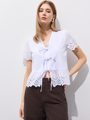 Mohito - Blusa ricamata - bianco - S