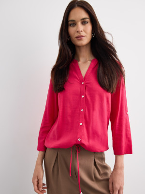 Mohito - Linen and viscose blend blouse - fucsia - 46