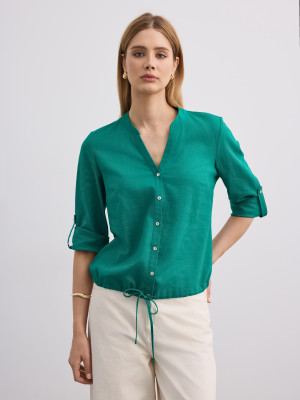 Mohito - Linen and viscose blend blouse - verde - 38