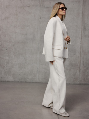 Mohito - Spodnie wide leg - kremowy -
