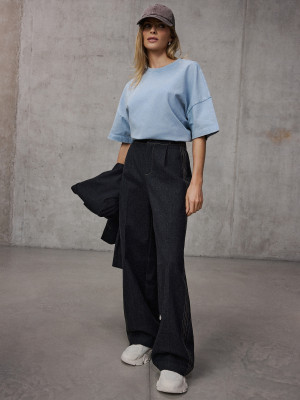 Mohito - Spodnie wide leg - granatowy -