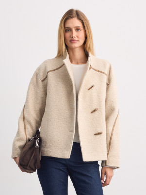 Mohito - Chaqueta con cuello de pelo sintético - beige - 32