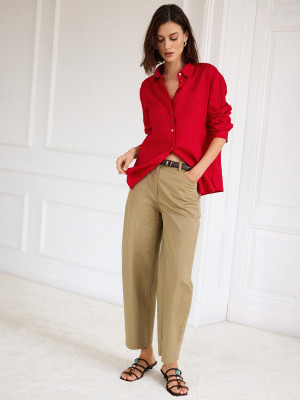 Mohito - Spodnie slouchy - oliwkowy -