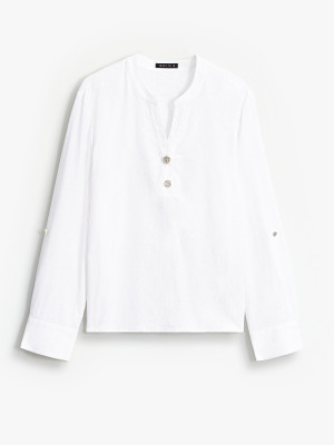 Mohito - Linen and viscose blend blouse - bianco - 40