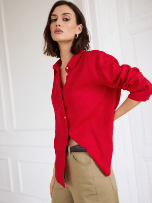 Mohito - Camicia in misto lino - rosso - 34